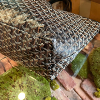 GOYARD Saint Louis PM Black Goyardine Canvas Chevroches Calfskin Tote