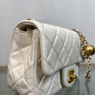 CHANEL White Quilted Mini Pearl Crush Flap Crossbody