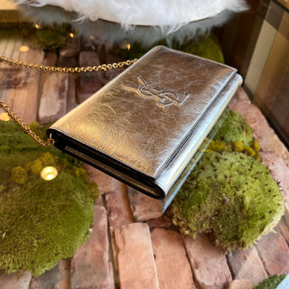 SAINT LAURENT Belle De Jour Silver Chain Clutch