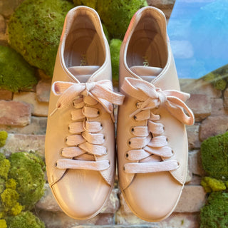 PRADA Pink Leather Low Top Sneakers SZ 37.5 (US 7.5)