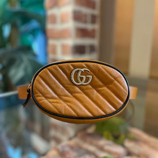 GUCCI GG Marmont Matelasse Brown Calfskin Belt Bag