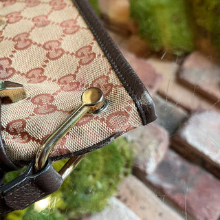 GUCCI Horsebit 1955 Messenger Maroon Gg Monogram Canvas Crossbody Bag