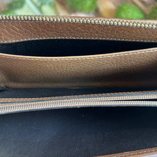 GUCCI Guccissima Bamboo Tassel Brown Aged Leather Zip Around Wallet