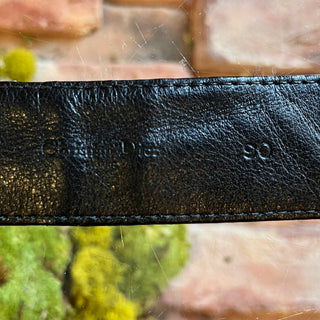 DIOR Cannage D Buckle Black Leather Belt SZ 90