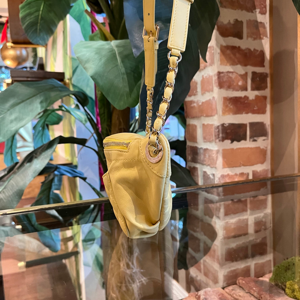 CHANEL Yellow Lambskin Quilted Front Pocket Waist Belt Bag - The