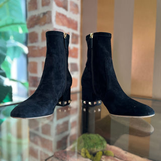VALENTINO Black Suede Rockstud Boots SZ 37.5 (US 7.5)