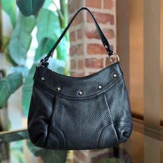 MCM Black Grained Leather Tassel Hobo Bag