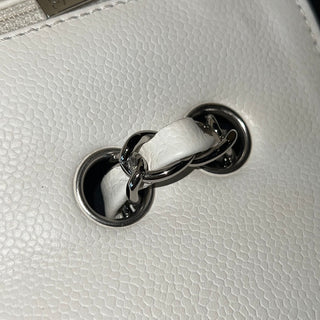 CHANEL Vintage Classic Jumbo White Caviar Single Flap