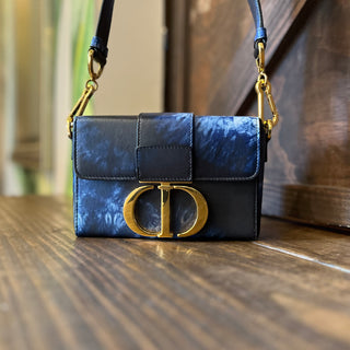 CHRISTIAN DIOR Montaigne 30 Tie-Dye Blue Micro Leather Crossbody Bag