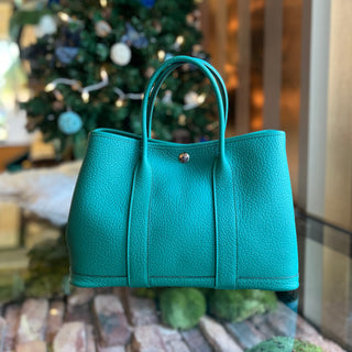 HERMES Garden Party 30 Vert Verone Negonda Leather Tote