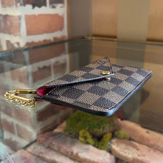 LOUIS VUITTON Damier Ebene w/ Red Card Holder