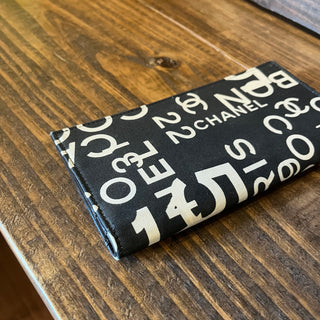 CHANEL Black White Rue de Cambon Canvas Printed Bifold Wallet
