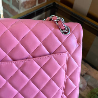 CHANEL Maxi Double Flap Pink Calfskin Leather Shoulder Bag
