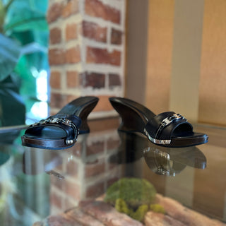 FERRAGAMO Black Leather Wooden Heels SZ 6.5