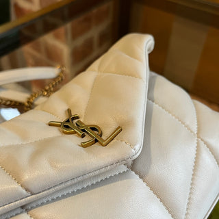 SAINT LAURENT LouLou Small White Puffer Lambskin Leather Shoudler Bag