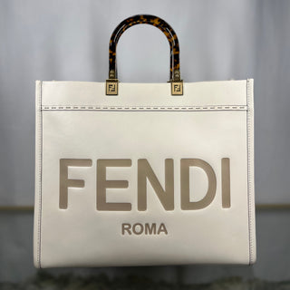 FENDI Sunshine Medium White Ice Shopper Tote