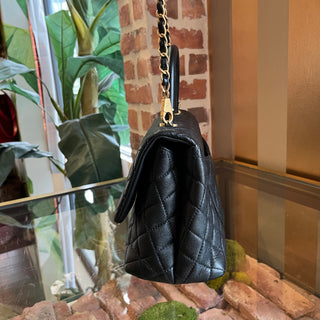CHANEL Black Caviar Leather Top Handle Bag