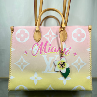 LOUIS VUITTON On The Go GM Light Pink Yellow Giant Monogram Canvas By The Pool Tote Bag