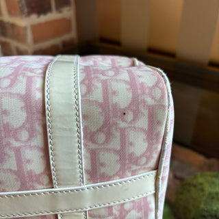 DIOR Rose Clair Coated Canvas Logo Medium Boston Bag