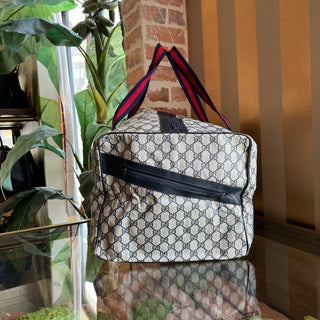 GUCCI Vintage Foldable Black GG Monogram Canvas Duffle Bag Pouch