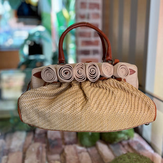 VALENTINO Rose Raffia Tote Bag