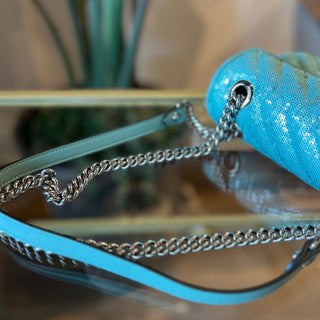 GUCCI Blue Sequin Marmont Shoulder Bag