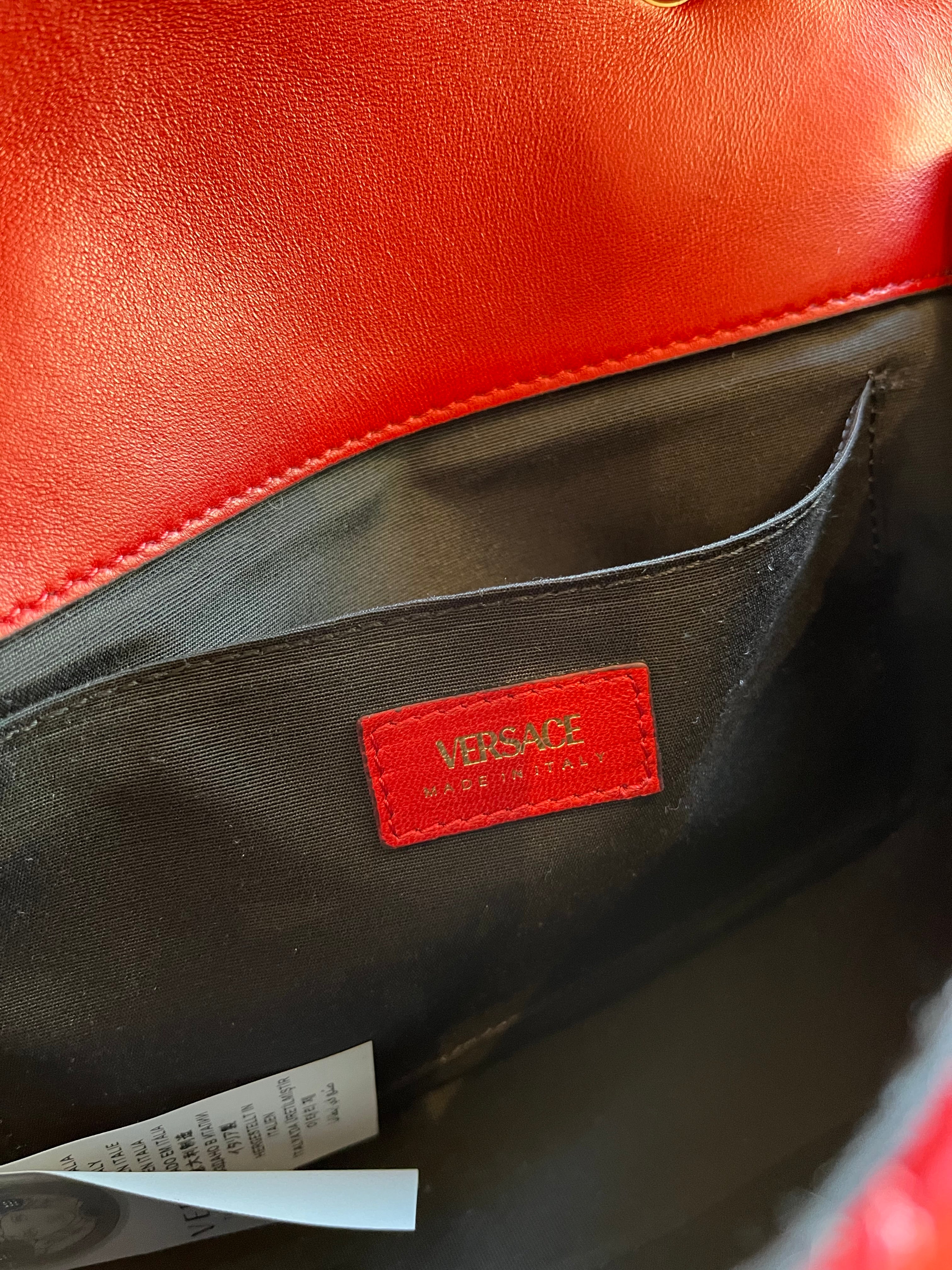 Versace Icon Red Black Medusa Small Crossbody Bag Flap