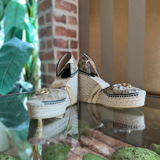 GUCCI GG Fabric Espadrille Wedges SZ 40 (US 10)