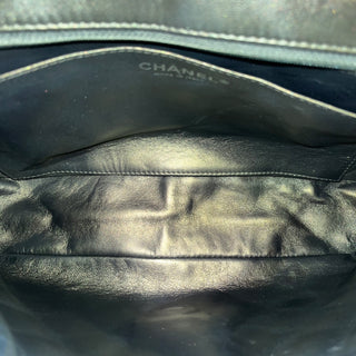 CHANEL Black Patent Leather Single Flap Shoulder Bag DIA311