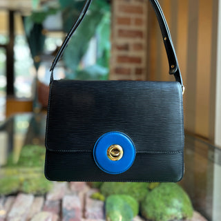 LOUIS VUITTON Friedland Pochette Black Blue Epi Leather Shoulder Bag