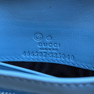 GUCCI Micro Gucciassima Blue Calfskin Crossbody Wallet