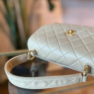 CHANEL Vintage Classic Top Handle Flap Bag Quilted Lambskin Medium