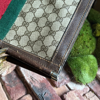 GUCCI Vintage Vertical GG Monogram Supreme Web Tote Top Handle Bag