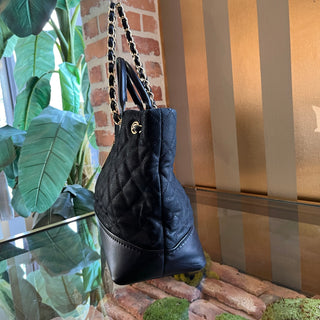 CHANEL Black Quilted Caviar Leather Charm Tote Bag ADI1187