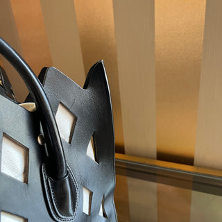CELINE Medium Phantom Luggage Black Cut Out Calfskin Leather Tote Bag