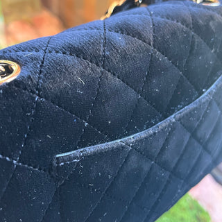 CHANEL Small Flap Black Velvet Shoulder Bag