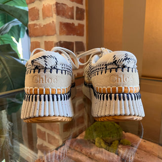 CHLOE Nama Stitch Mixed Media Walking Sneakers SZ 37 (US 7)