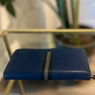 PRADA Blue Saffiano Long Zip Wallet