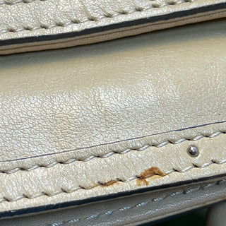 CHLOE Elvire Cream Bi Color Pebbled Leather Satchel Bag