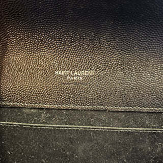 SAINT LAURENT YSL Monogram Grained Leather Flap Clutch Bag