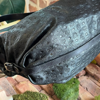 MCM Cognac Embossed Visetos Monogram Hobo Bag