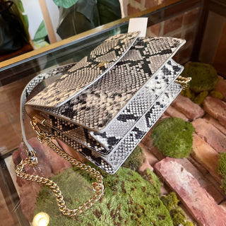 TORY BURCH Parker Convertible Snake Skin Embossed Leather Shoulder Bag