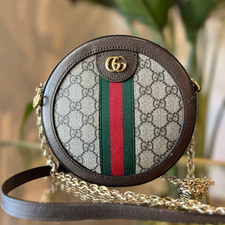GUCCI Ophidia Mini GG Round GG Supreme Canvas Web Shoulder Bag