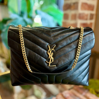 SAINT LAURENT Loulou YSL Medium Black Quilted Leather Shoulder Bag