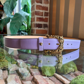 VERSACE Purple Medusa Head Baroque Buckle Belt SZ100/40(XL)