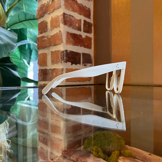 CELINE CL4055IS White Studded Acetate Square Sunnies