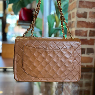 CHANEL Jumbo XL Maxi Tan Leather Single Flap Shoulder Bag