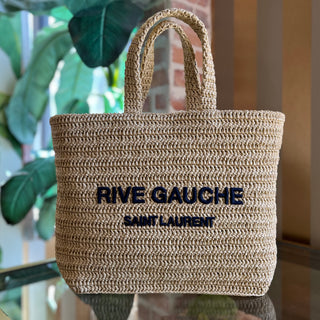 SAINT LAURENT Rive Gauche Raffia Tote Bag