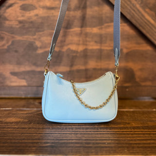 PRADA Re-Edition 2005 Mini Shoulder Bag Celeste Saffiano Lux Leather Bag