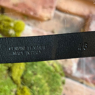 MOSCHINO Mini Lettering Logo Black Leather Belt SZ 46